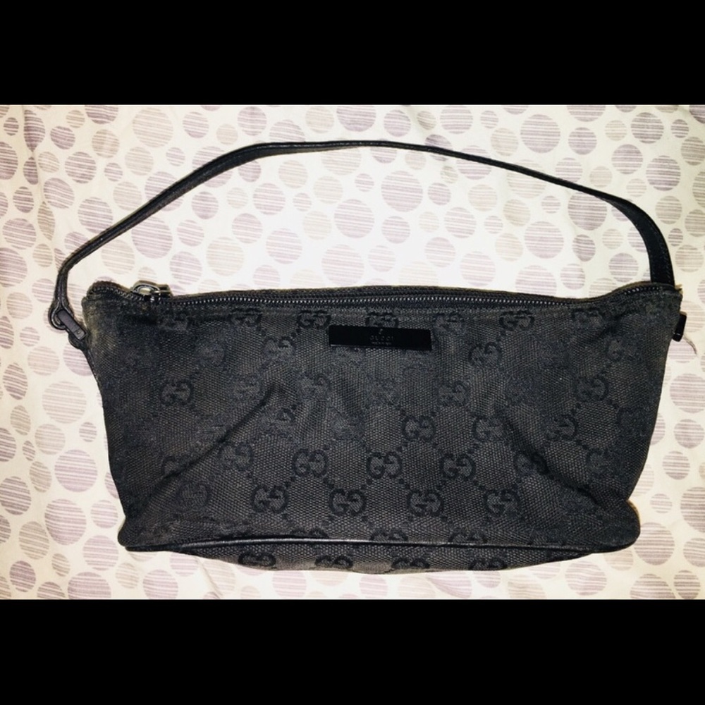 Authentic Gucci Monogram Canvas Boat Pochette